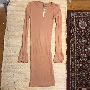 NWT ASOS Bodycon Ribbed Dress- Nude- Size 0